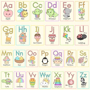DIGITAL Alphabet Posters, Printable Wall Art, ABC Poster, Kids Room ...