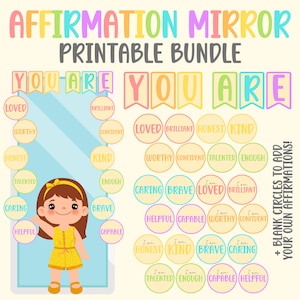 DIGITAL Affirmation Station Labels, Positive Affirmations for Mirror, Editable, Motivation Mirror Display, Teacher Printable, Classroom