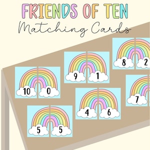DIGITALE Freunde von 10, passende Karten für Freunde von 10, printable Download, Aktivitäten im Klassenzimmer, Probleme lösen Mathematik, Mathe
