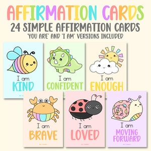 Tarjetas de Afirmaciones DIGITALES, Tarjetas de Afirmaciones para Niños, Tarjetas de Motivación Positiva, Sala de Juegos para Niños, Positividad en el Aula, Yo Soy, Tú Eres