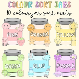 DIGITALE Color Sort Gläser | Lehrer, Erzieher und Schüler herunterladbar / druckbar, Matching, Sortieraktivitätsmatten, Aktivität für die Kinderschule
