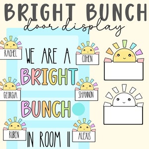 DIGITAL Bright Bunch Door Display, Printable, Editable, download, cute sun decor, class decor, classroom door art, kindness, class spirit