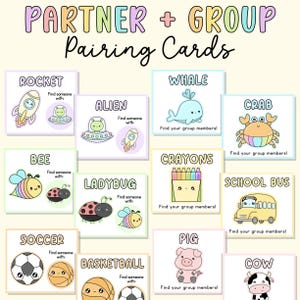 DIGITALE Partner- und Gruppenpaarungskarten | Lehrer, Erzieher und Schüler herunterladbar / druckbar, Klassenzimmer-Planung, Schüler-Match-Paare