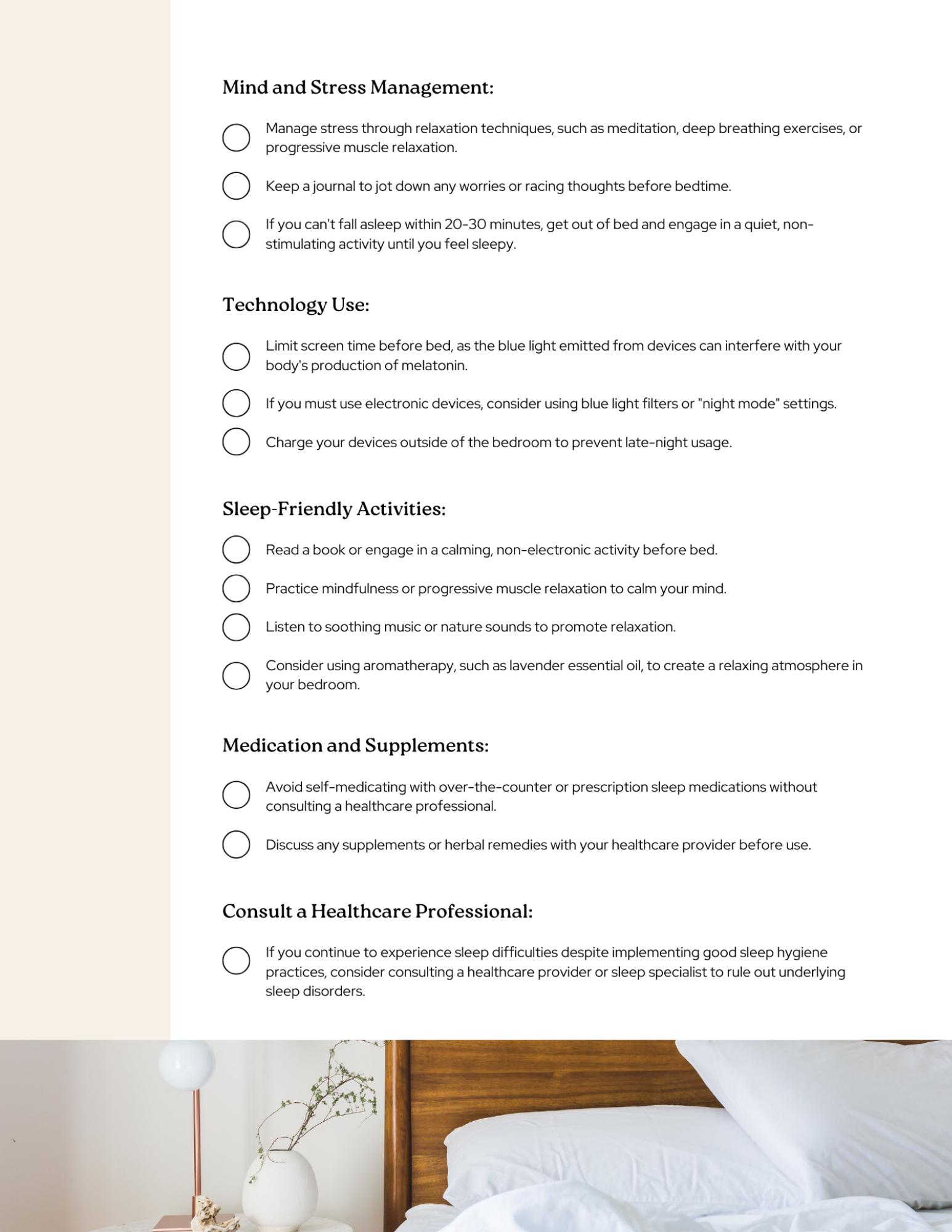 Sleep Hygiene Checklist - Etsy