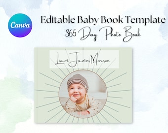 Editable Baby Book Template | 365 Day Baby Book Canva Template | First Year Custom Printable Baby eBook
