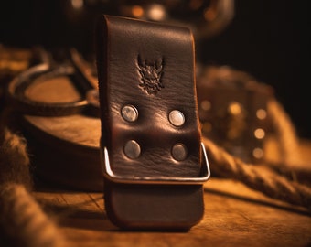 Handcrafted Leather Tape Measure Holder, Belt Hanger