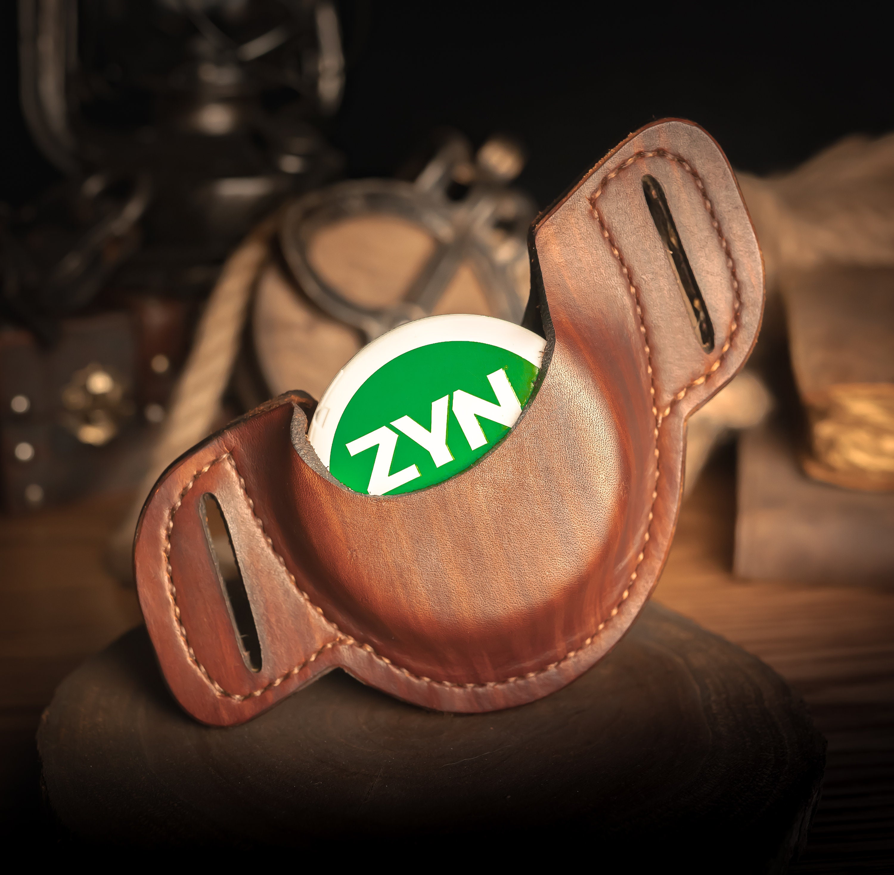 Leather Chewing Tobacco Holder Holster for Belt