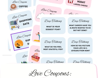 Date Night Ideas. Date Coupons. Date Night Vouchers. Instant Downloadable Printable.