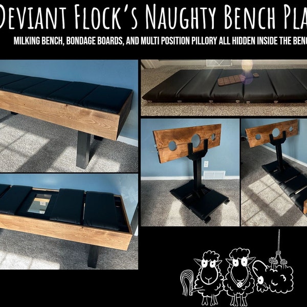 Naughty Bench Plans, Milking Bench, Bondage Board, and Multi Position Pillory all Hidden Inside the Bench
