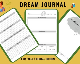 Traumtagebuch | Minimalist Dream Tracker | Traumfänger | Digital Printable | Traum Manifestation PDF| Wellness
