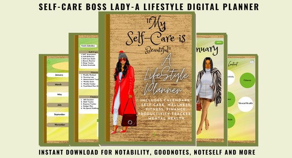 Boss Lady Lifestyle Planner Kit | Black Girl Digital Planner  | Girl Boss | Undated Digital Planner | Healthy Lifestyle Beauty