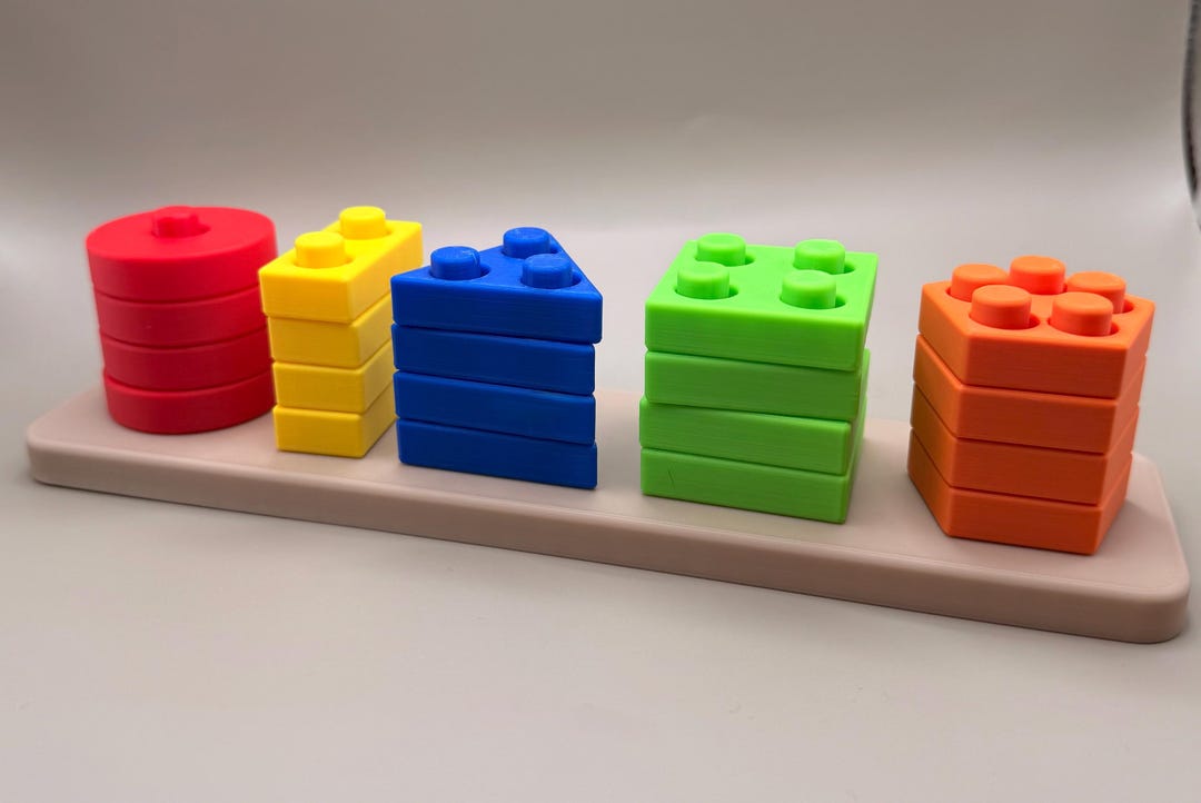Montessori Shape & Color Sorting Game – Educational Stacking Blocks for ...