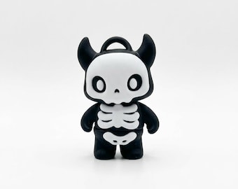 Flexi Skeleton Articulated Toy – Poseable 3D Printed Skeleton, Halloween Decor, Fidget, Black & White