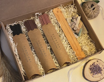 Caja de aromaterapia de incienso japonés sumergido a mano Recuperación de estrés de lujo, incienso floral definitivo de Ohana, cristal curativo, soporte de incienso