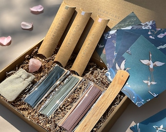 Caja de aromaterapia de incienso de Japón De-stress Refresh, incienso de jazmín, incienso de Sakura, quemador de incienso, porta incienso, cascada de varitas de incienso