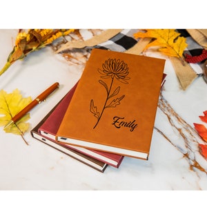 Customized Birth Month Flower Journal | Personalized Birth Flower Gift | Gift for Mother&#39;s Day | Gift for Her | Birth Flower Journal