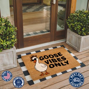 Goose Vibes Only Doormat, Printed Mat, Housewarming Gift, Funny Gift, Front Porch Decor, Entrance Mat, Outdoor Mat, Coir Mat, Colorful Mat