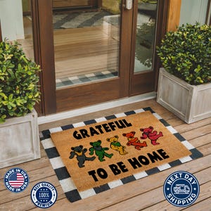 Grateful To Be Home Doormat, Grateful Dead, Home Decor, Colorful Doormat, Closing Gift, Coir Doormat, Front Door Decor, Funny Doormat