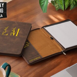 Personalized Refillable Portfolio, Custom Portfolio Zipper, Custom Leather Portfolio, Personalized Padfolio, Business Gift, Phd Gift