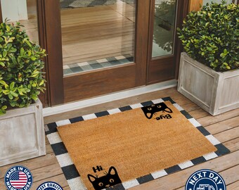 Leave Cat Welcome Door Mat - Etsy