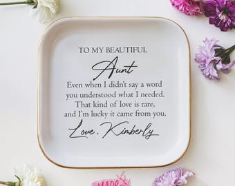 To My Beautiful Aunt Ring Dish, Custom Jewelry Dish, Custom Ring Dish, Aunt Ring Dish, Jewelry Holder, Gift for Aunt, Aunt Birthday Gift
