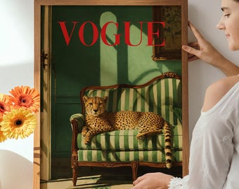 Vogue Cheetah Print, Fashion Wall Art, Leopard Wall Art, Vintage Poster, Chic Prints