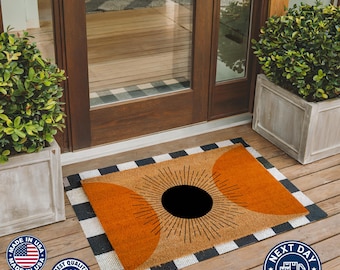 Mid Century Modern Doormat, Eco-Friendly Coconut Fiber Welcome Mat
