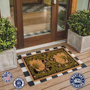 Greenery Doormat, Welcome Garden Decor, Floral Doormat, Housewarming Gift, Front Doormat, New Home Gift, Colorful Doormat, Outdoor Mat