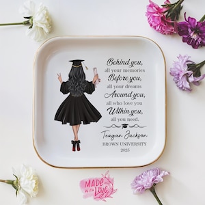 Custom Name Jewelry Dish, Custom Gift, Graduation Gift, Gift for Daughter, Phd Graduation,Class of 2025, Trinket Dish, Masters Degree Gift