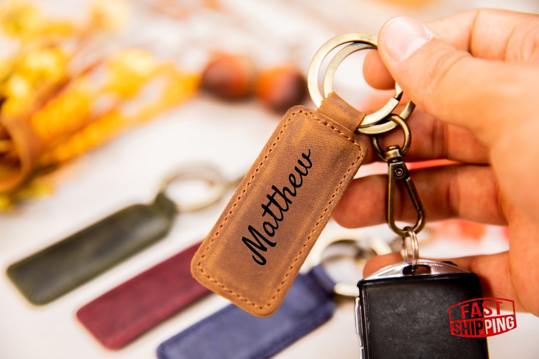 Personalized Leather Keychain. Custom Leather Keychain. Wedding Gift ...