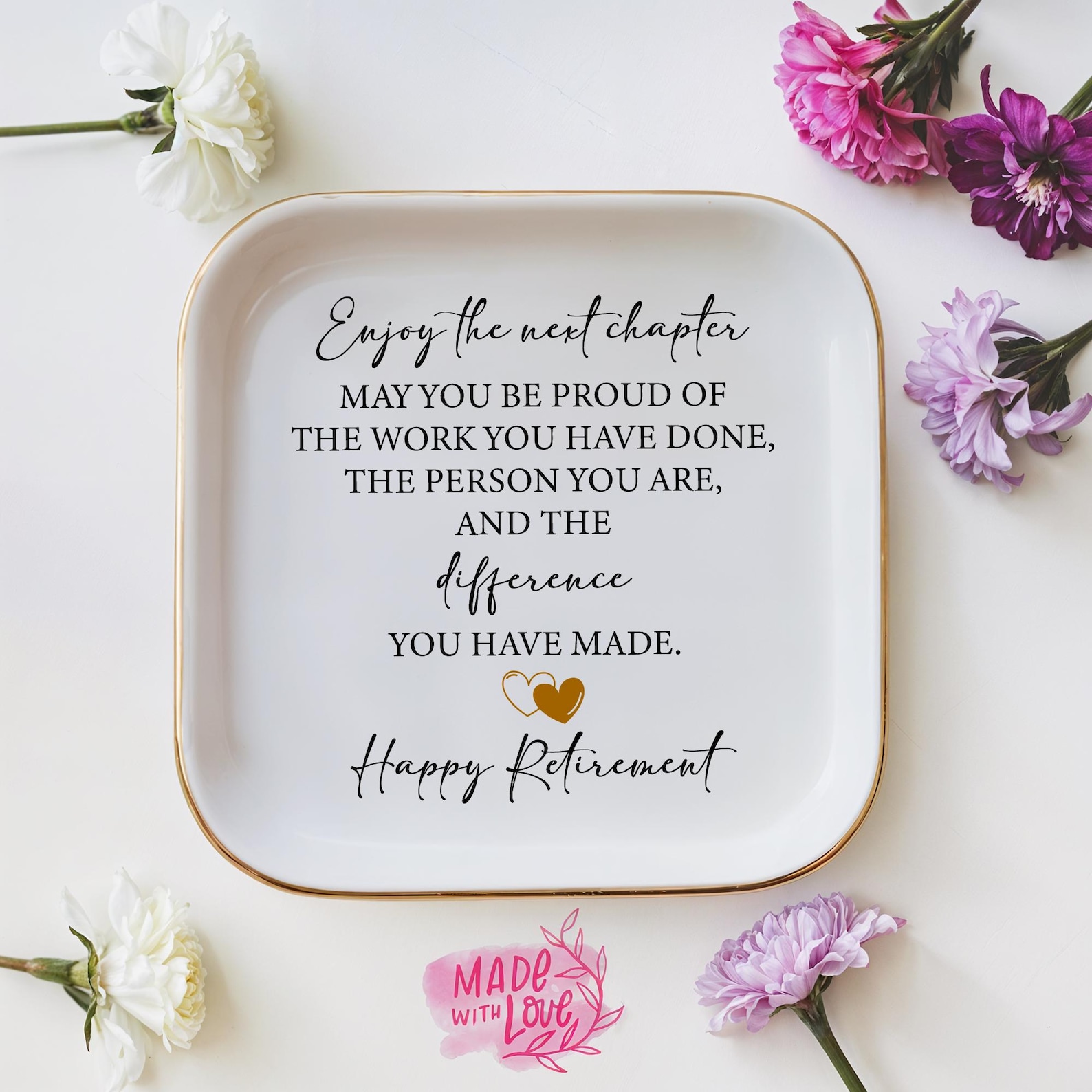 Retirement Counter Rings Customized Retirement Ring Dish, Happy Retirement Jewelry Dish ...