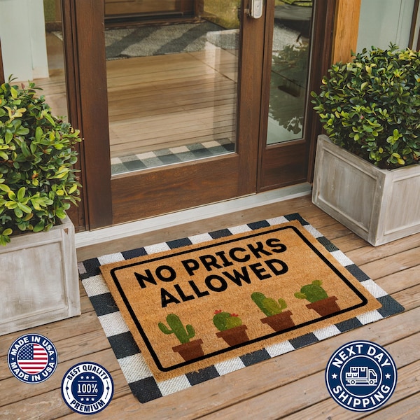No Pricks Allowed Doormat, Cactus Doormat, Welcome Mat, Porch Decor, Plant Doormat, Front Door Mat, Home Gift, Outdoor Decor, Home Doormat