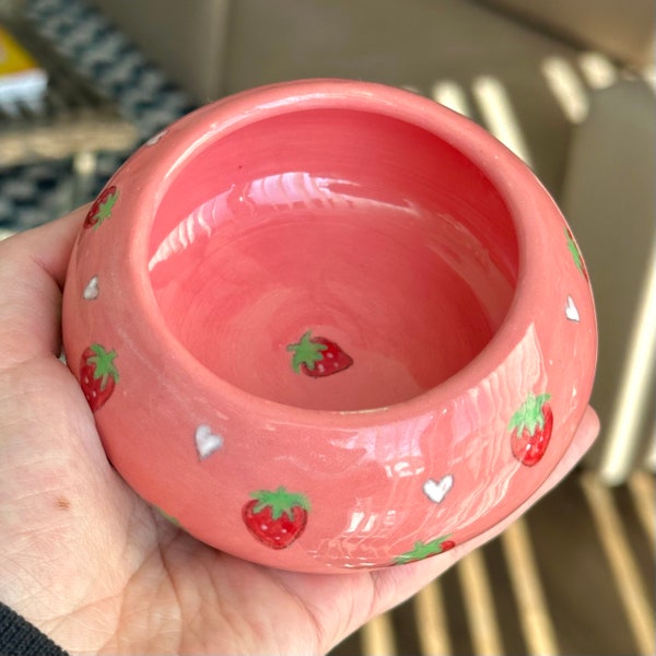 Strawberry Dish - Small Handmade Ceramics - Planter - Trinket Bowl - Tiny Bowl - Decorative Ceramics