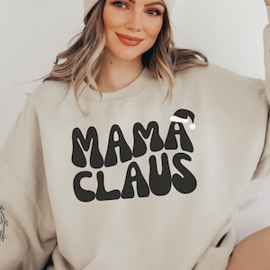 Trendy Mama Claus Svg Png, Santa Hat Clip Art, Groovy Christmas Vibes Sweatshirt, Tis the Season Sweater, Christmas Shirt for Mom