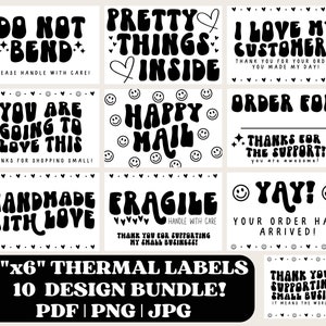 Thermodrucker Etikettenbündel, Thermodrucker-Aufkleber-Designs PNG für Kleinunternehmer, Postverpackungsetiketten für Thermodrucker