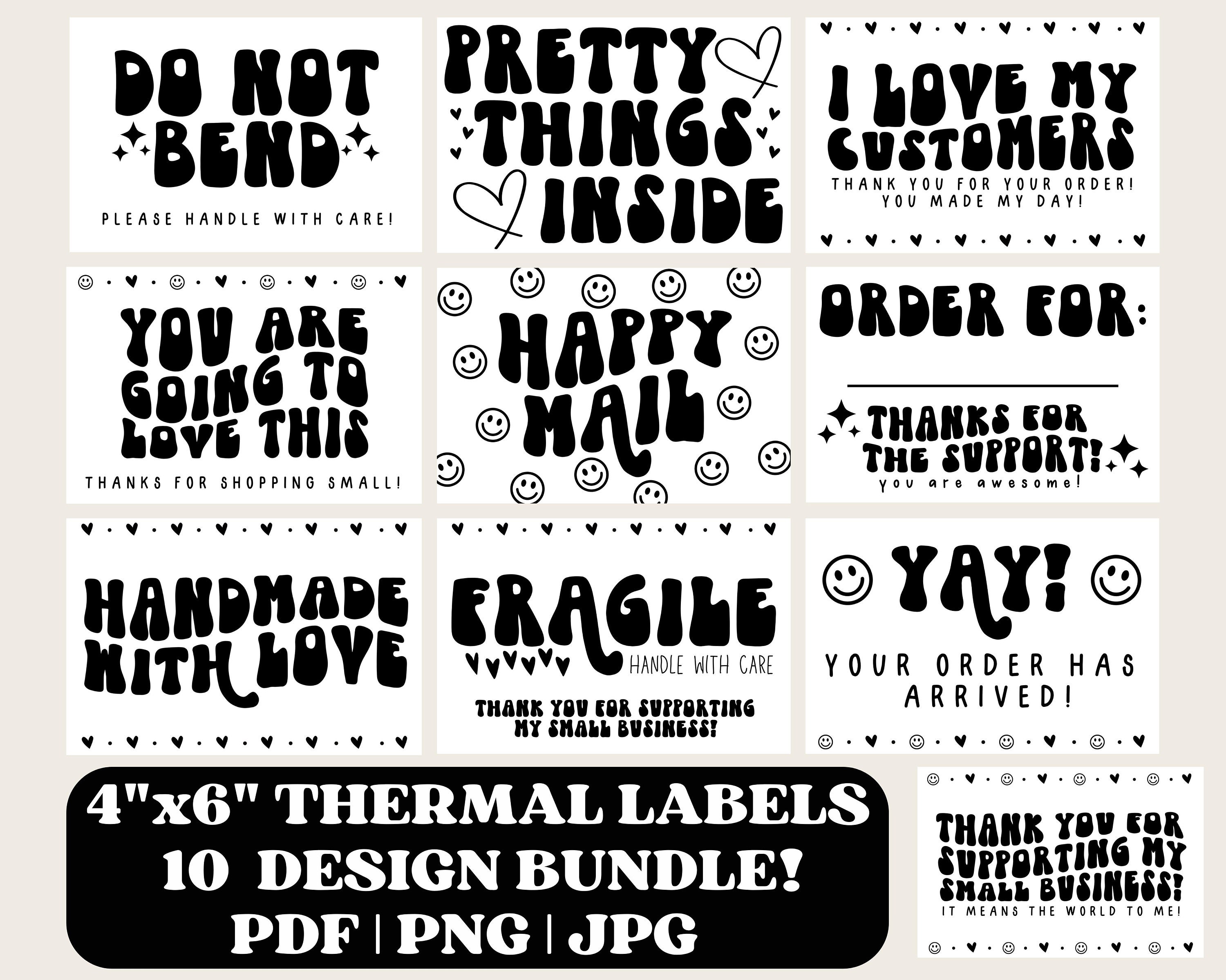 Thermal printer label bundle, thermal sticker designs png for ...