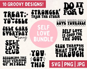 Paquete de diseños SVG de amor propio, diseños de camisetas para fomentar la confianza (descarga digital)