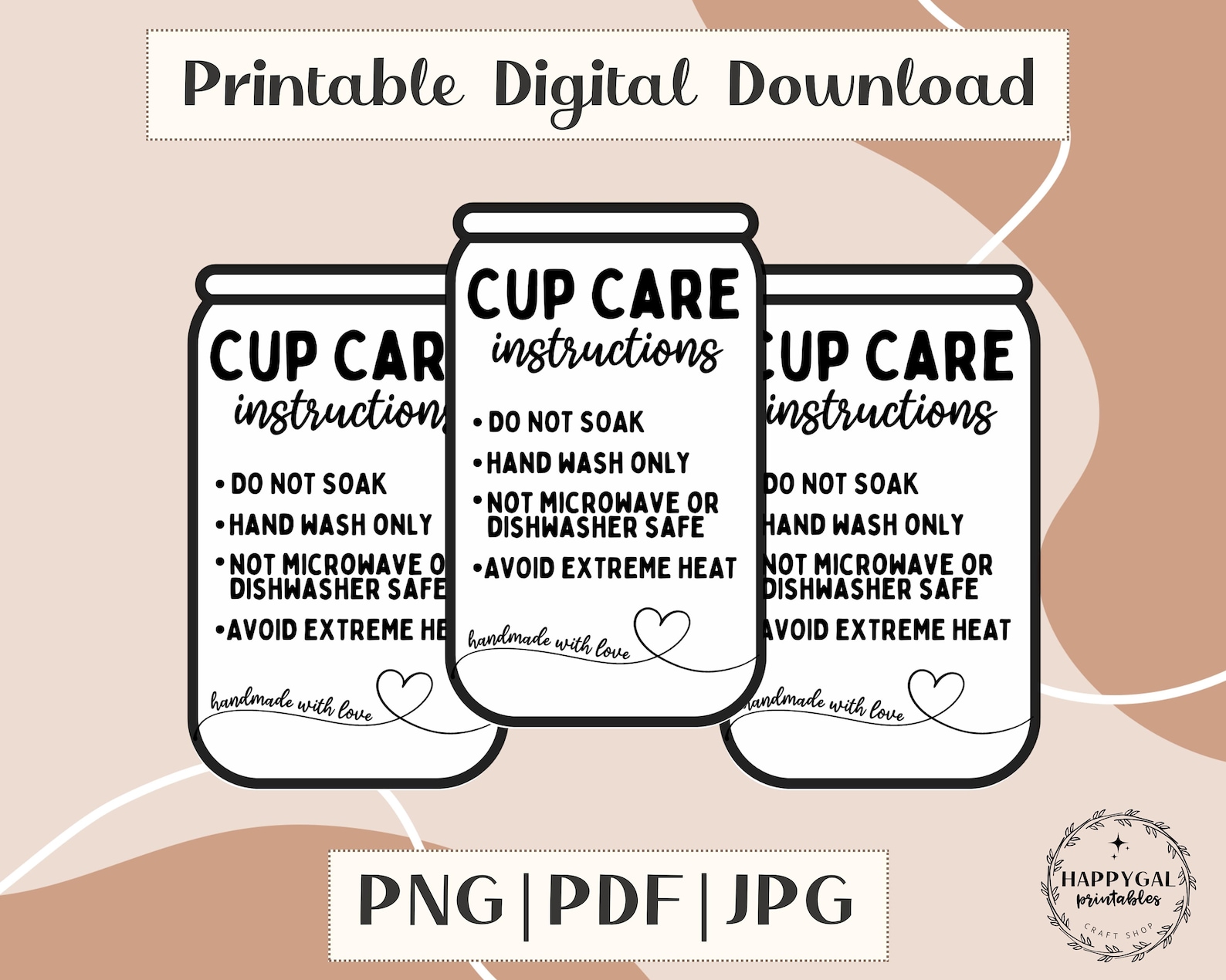 Cup Care Card Png Libbey Glass Can Simple Printable Washing - Etsy