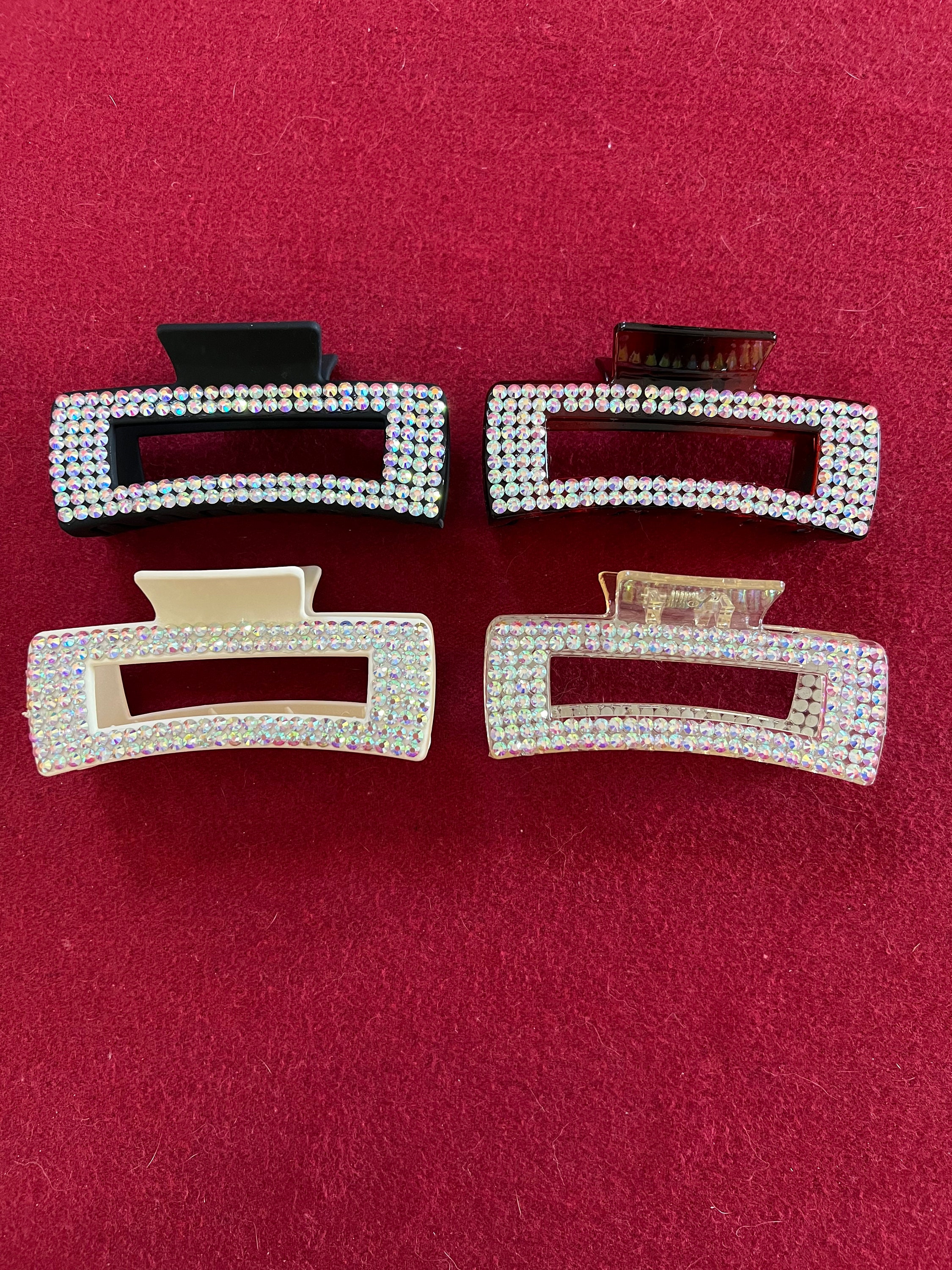 Rhinestone Rectangular Hair Claw Clip Etsy