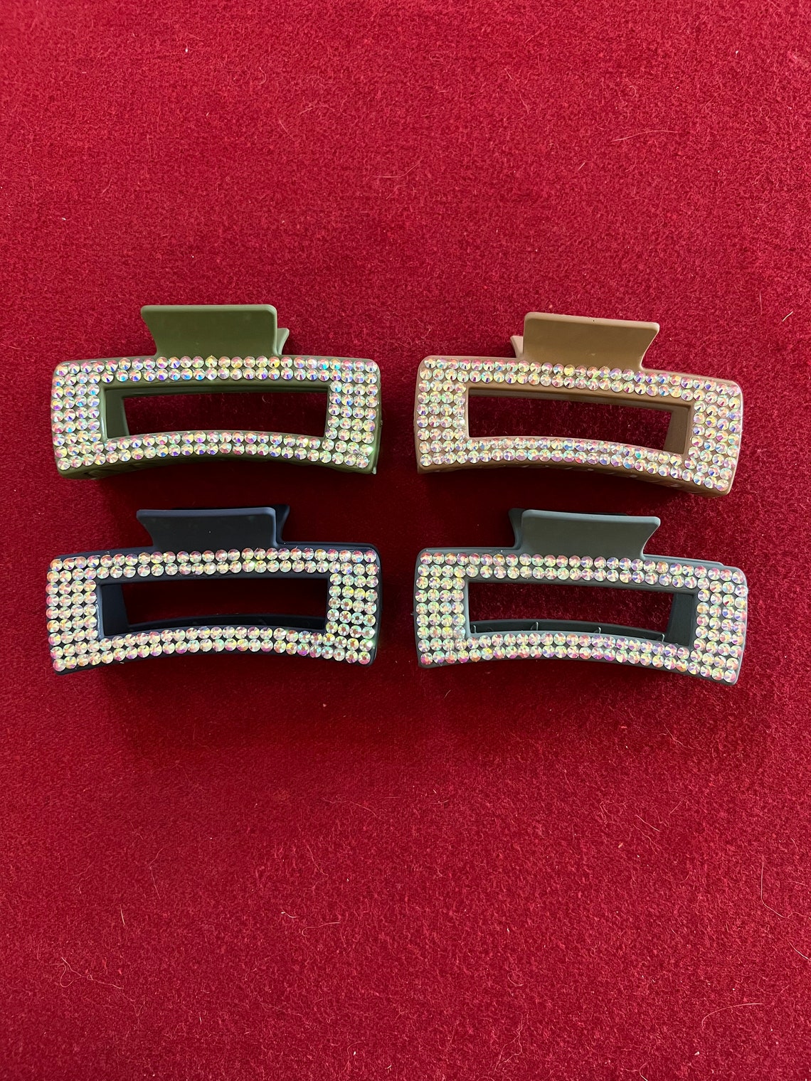 Rhinestone Rectangular Hair Claw Clip Etsy