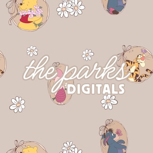 hunny bear floral seamless pattern - beige
