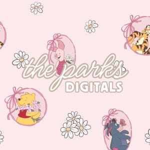 hunny bear floral seamless pattern - pink