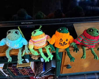 Seasonal Decor Frogs with Sweaters Handmade Plushies