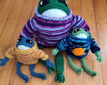 Giant Frog Plushie Wearing A Sweater Stuffie Stuffed Animal