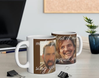 Nicholas Cage and Pedro Pascal Meme Funny Ceramic Mug 11oz