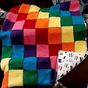 Rainbow Pride Patchwork Quilt Handmade Knit