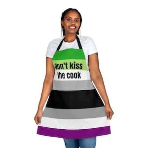 Aromantic Asexual AroAce Pride Flag LGBTQIA+ &quot;Don&#39;t Kiss the Cook&quot; Funny Pride Kitchen Apron