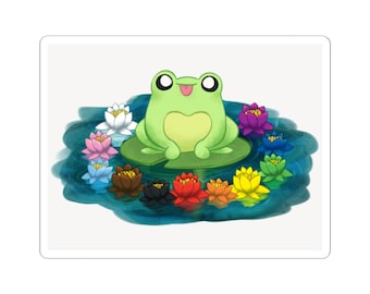Frog Rainbow Kiss-Cut Stickers