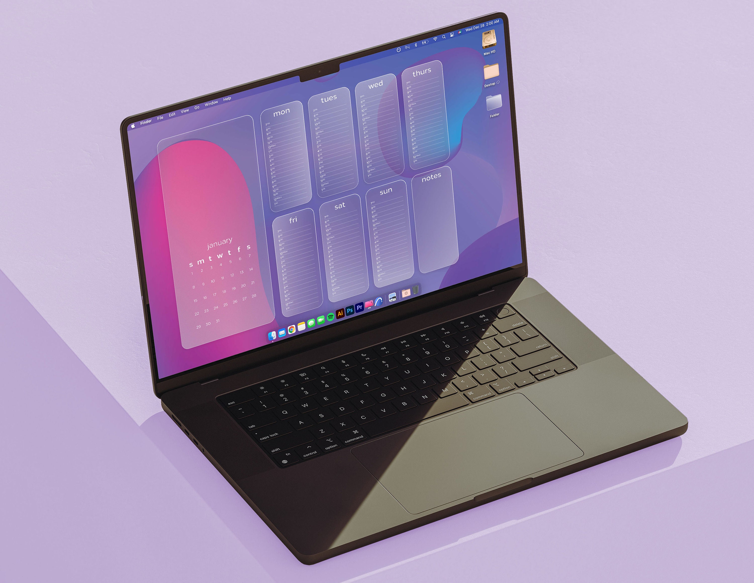 2024 Calendar Desktop Organizer Wallpaper Daily Planner Mac Etsy