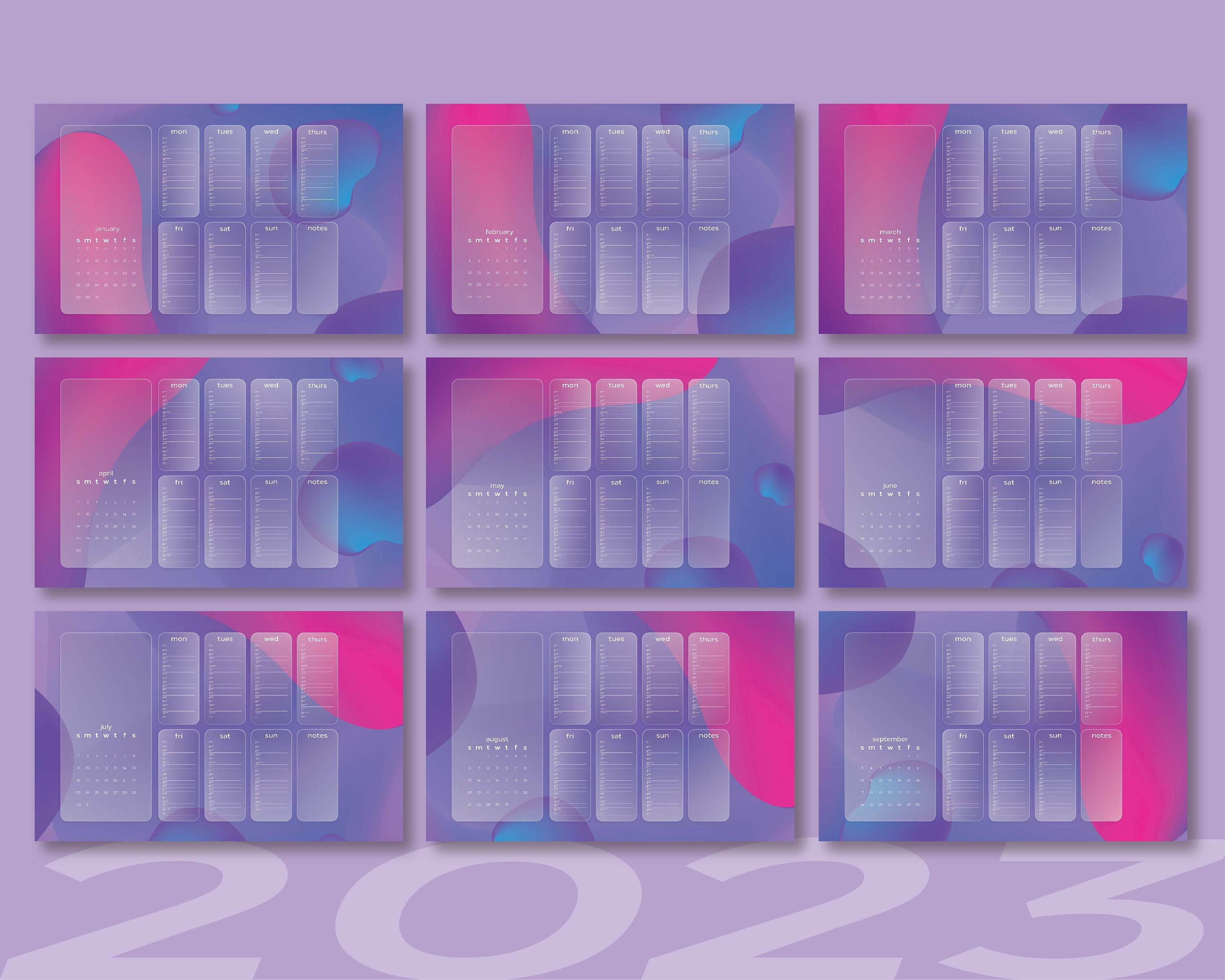 2024 Calendar Desktop Organizer Wallpaper Daily Planner Mac Etsy